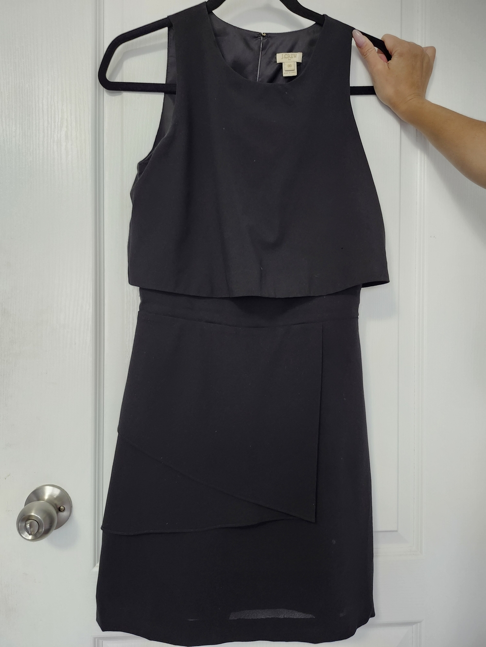 J. Crew Black Sleeveless Layered Sheath Dress